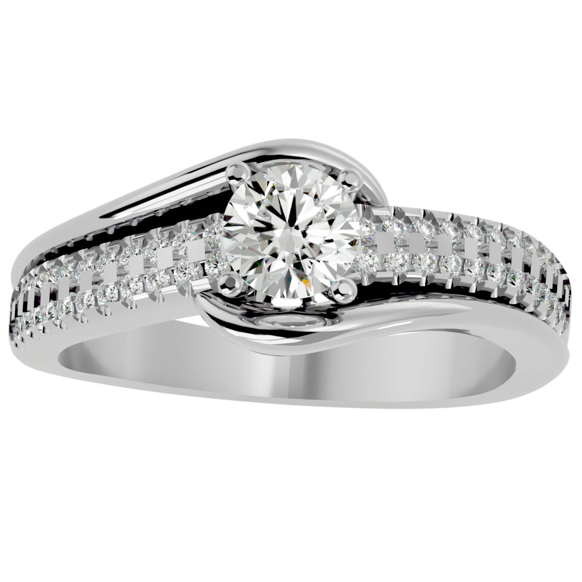 Inel De Logodnă Murmure d'Eau cu Diamante Naturale Pavé de 0.75 ct din Platina - Castelo.ro