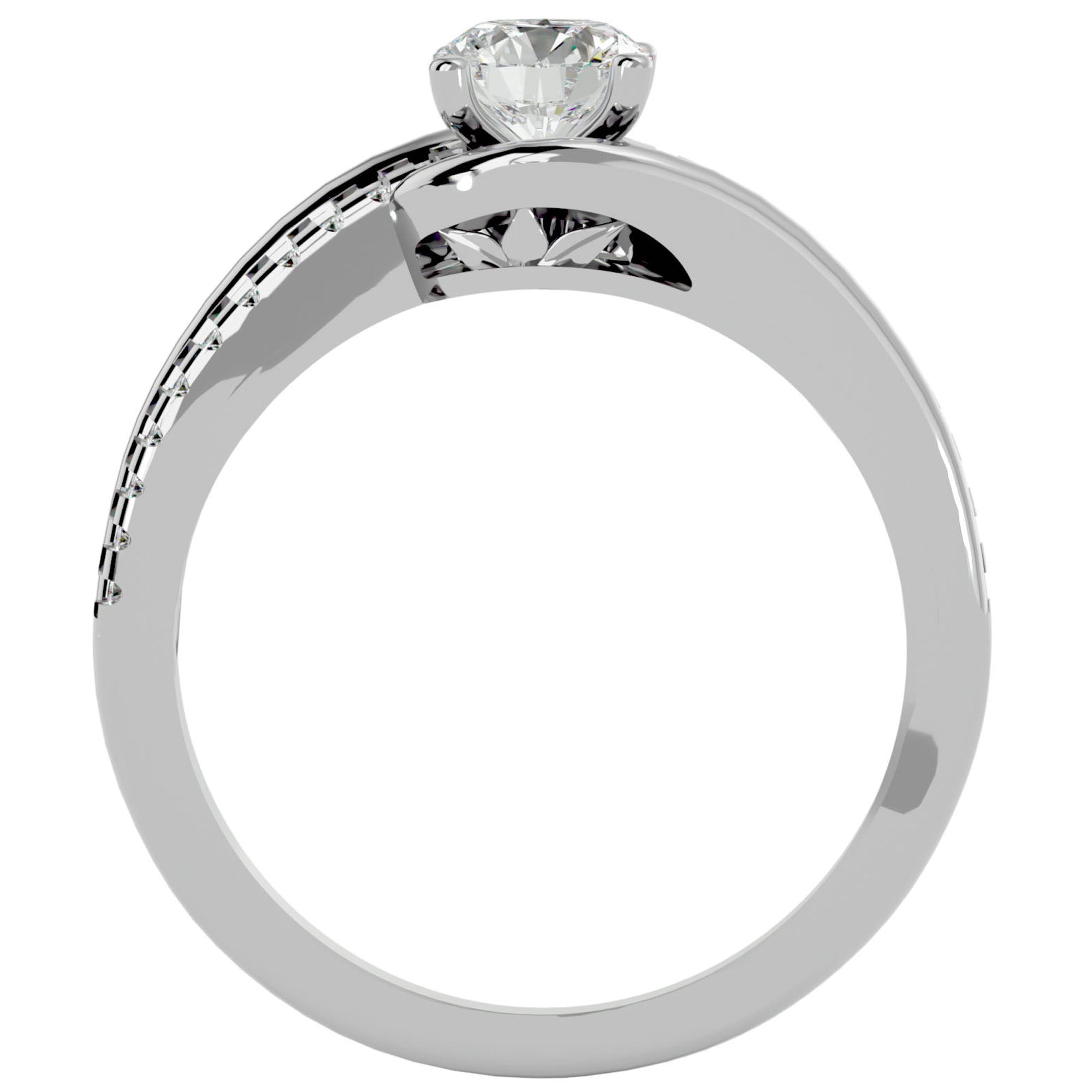 Inel De Logodnă Murmure d'Eau din Aur 14k cu Moissanite Pavé de 0.75 ct din 14k Aur Alb - Castelo.ro
