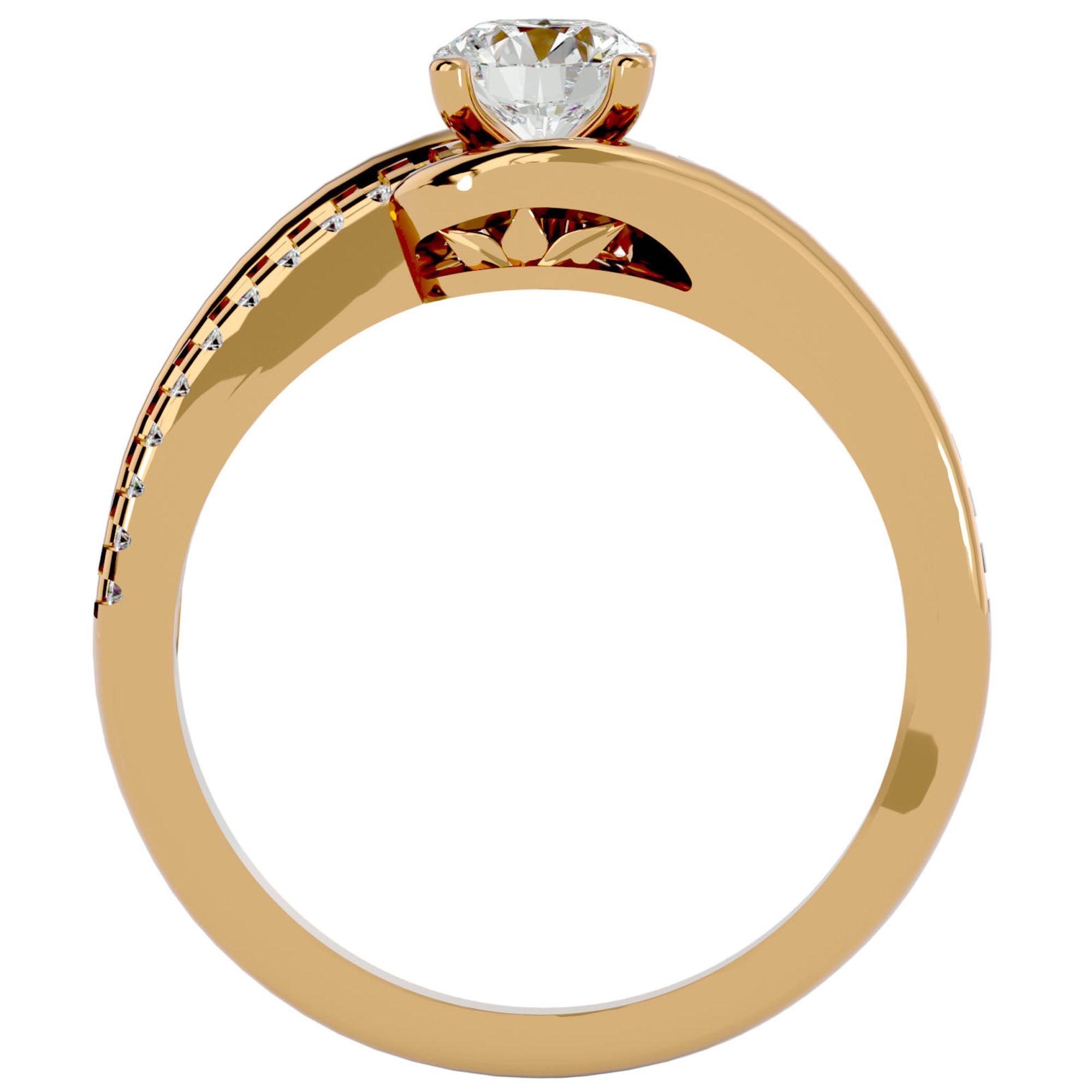 Inel De Logodnă Murmure d'Eau cu Diamante Naturale Pavé de 0.75 ct din 18k Aur Galben - Castelo.ro