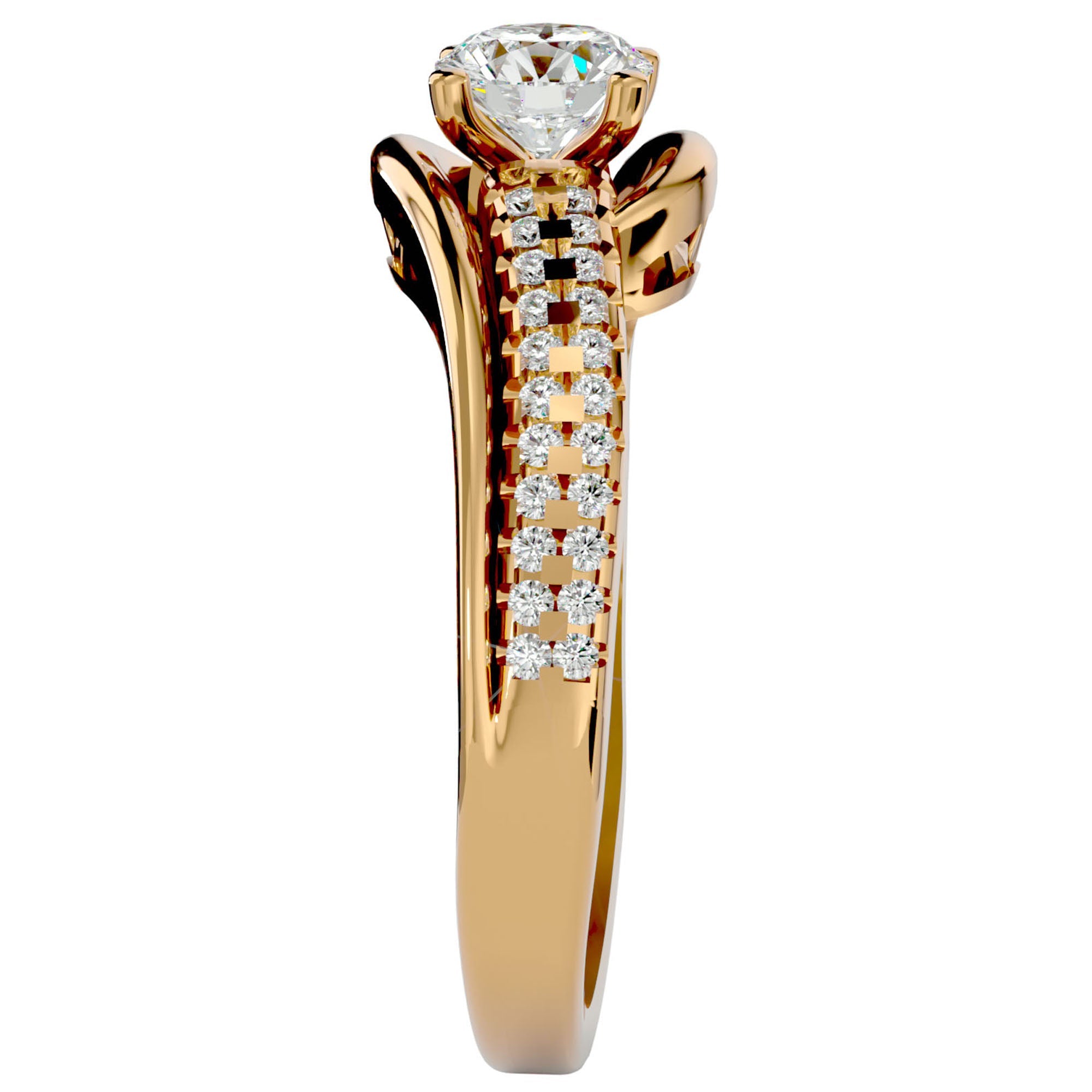 Inel De Logodnă Murmure d'Eau cu Diamante Create în Laborator Pavé de 0.75 ct din 18k Aur Galben - Castelo.ro