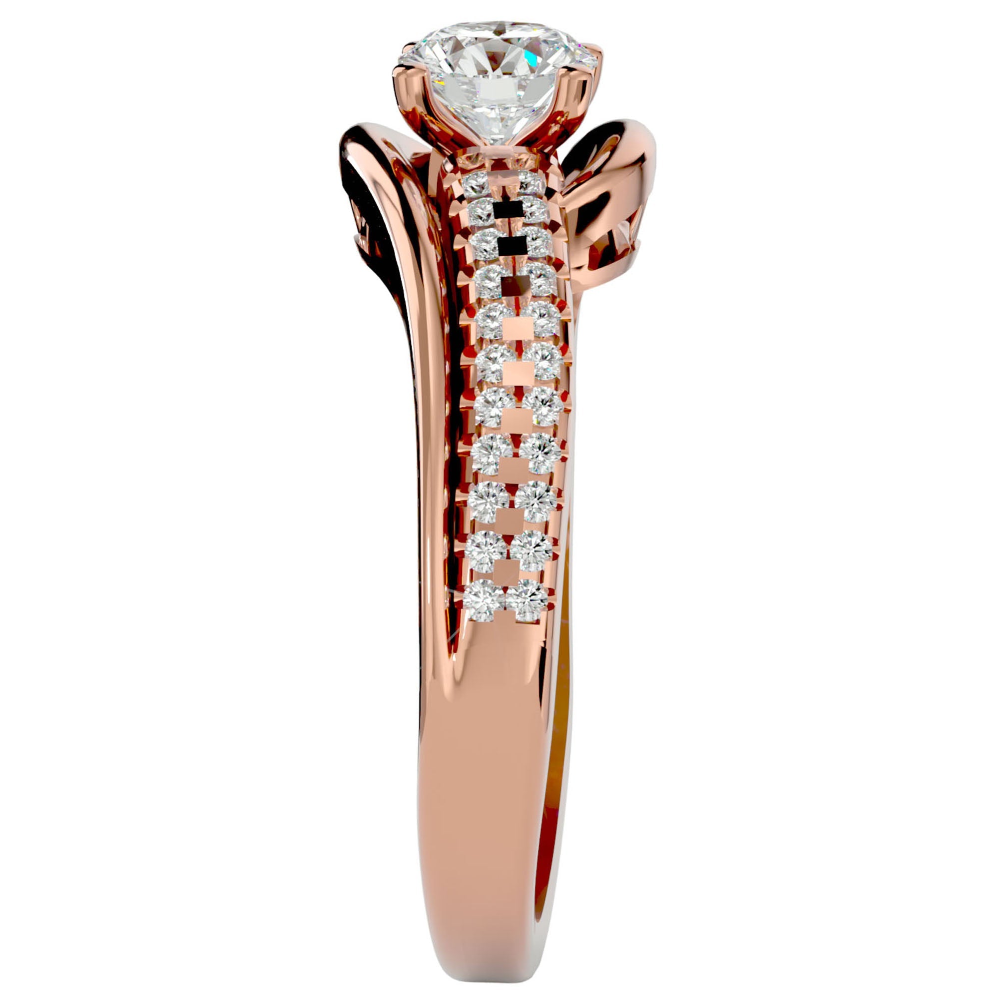 Inel De Logodnă Murmure d'Eau cu Diamante Naturale Pavé de 0.75 ct din 18k Aur Roz - Castelo.ro