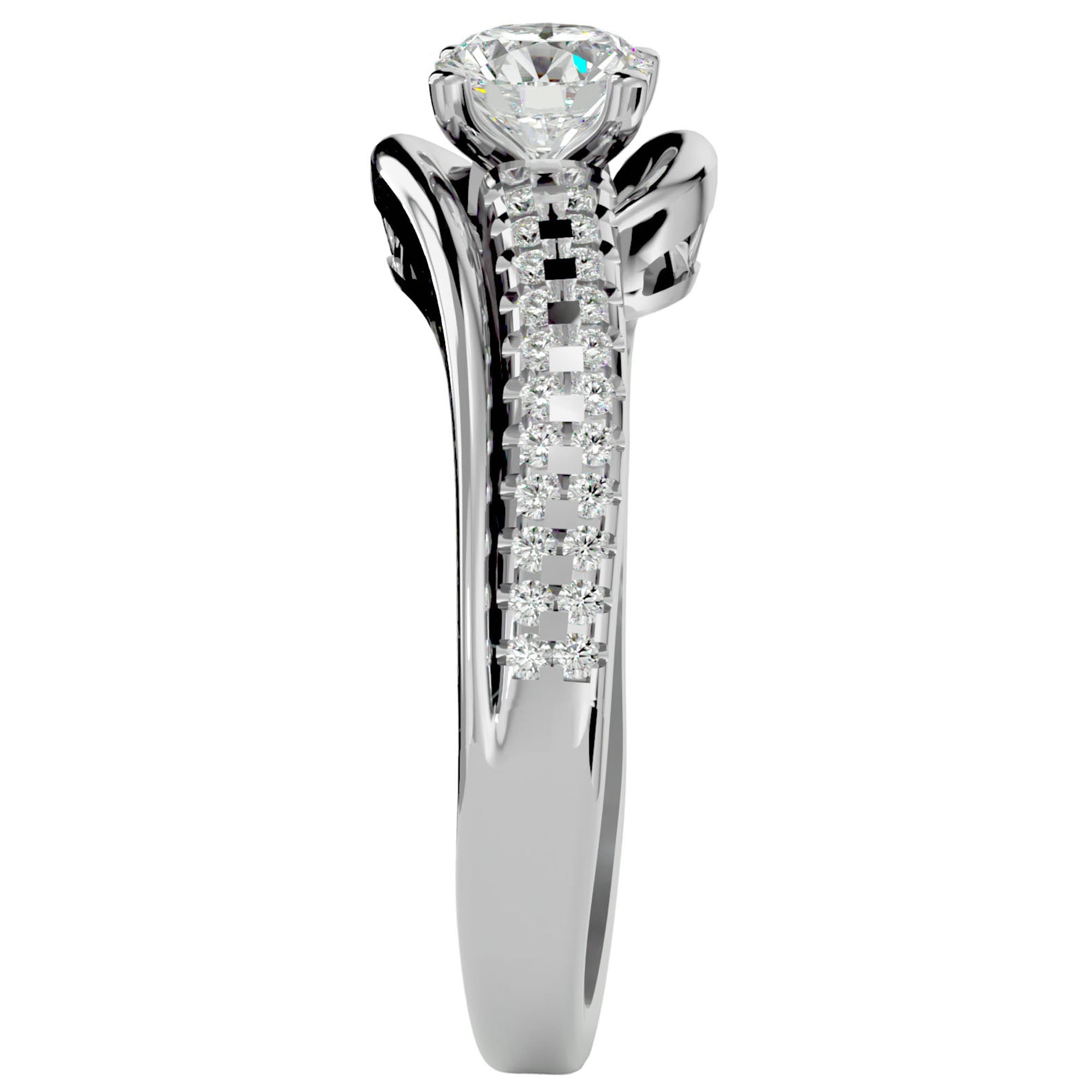 Inel De Logodnă Murmure d'Eau din Aur 14k cu Moissanite Pavé de 0.75 ct din 14k Aur Alb - Castelo.ro