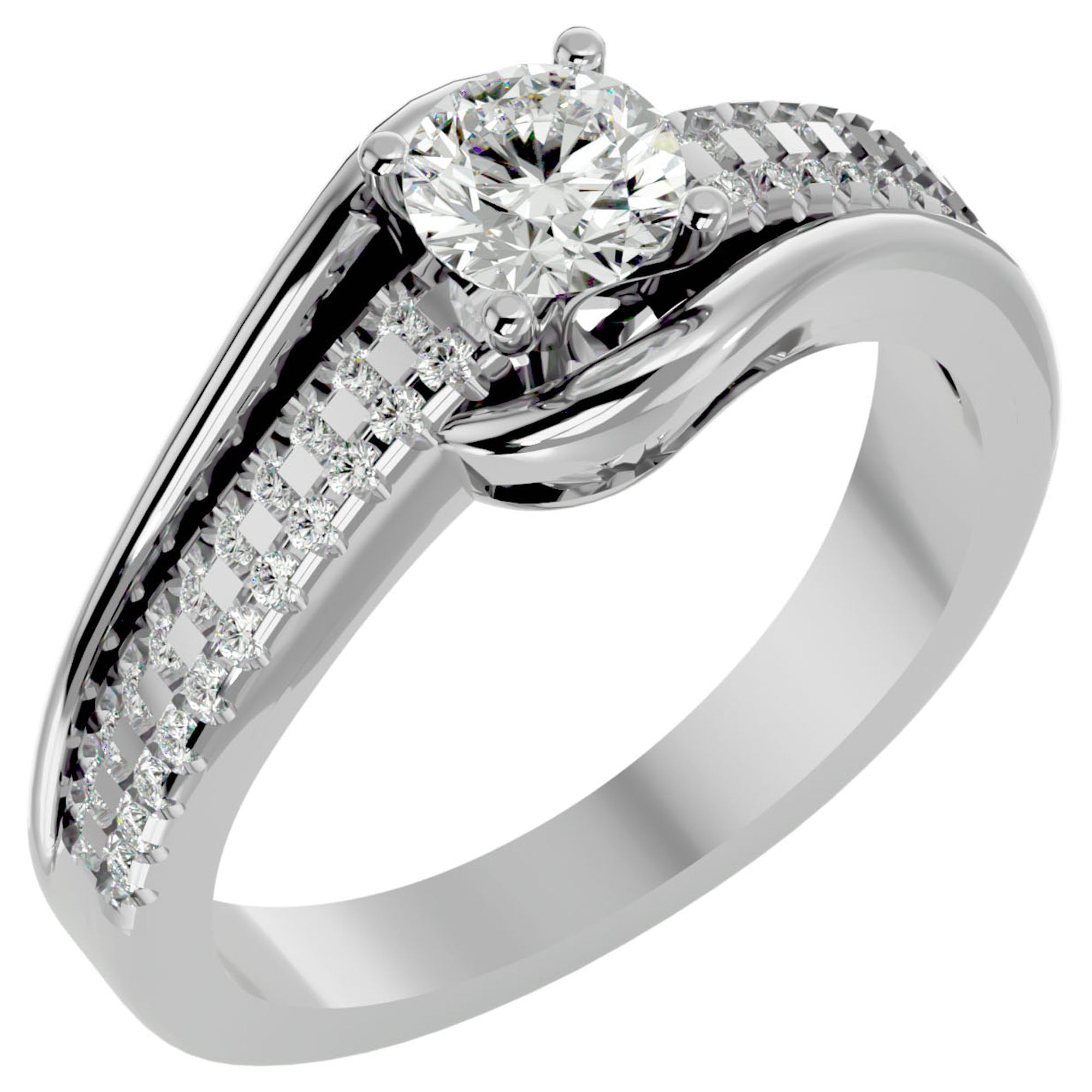 Inel De Logodnă Murmure d'Eau cu Diamante Naturale Pavé de 0.75 ct din Platina - Castelo.ro