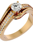 Inel De Logodnă Murmure d'Eau cu Diamante Naturale Pavé de 0.75 ct din 18k Aur Galben - Castelo.ro