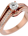 Inel De Logodnă Murmure d'Eau cu Diamante Naturale Pavé de 0.75 ct din 18k Aur Roz - Castelo.ro