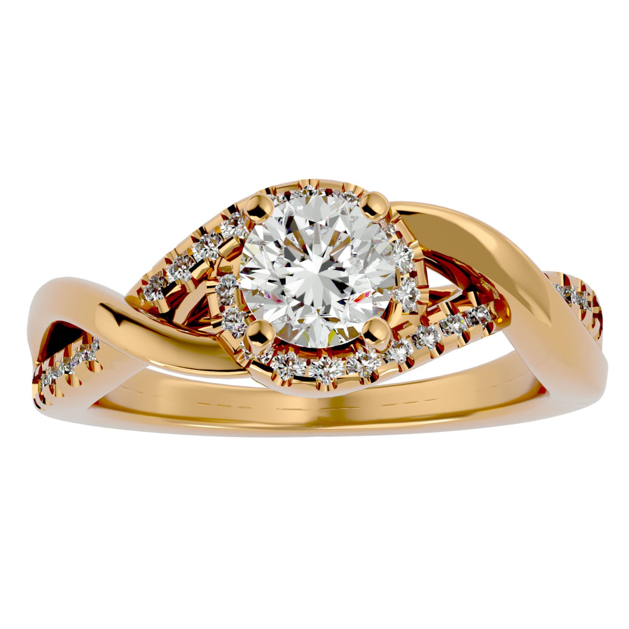 Inel de Logodnă cu Diamante Create în Laborator Împletit Etern Pavé de 1.29 ct din 18k Aur Galben - Castelo.ro