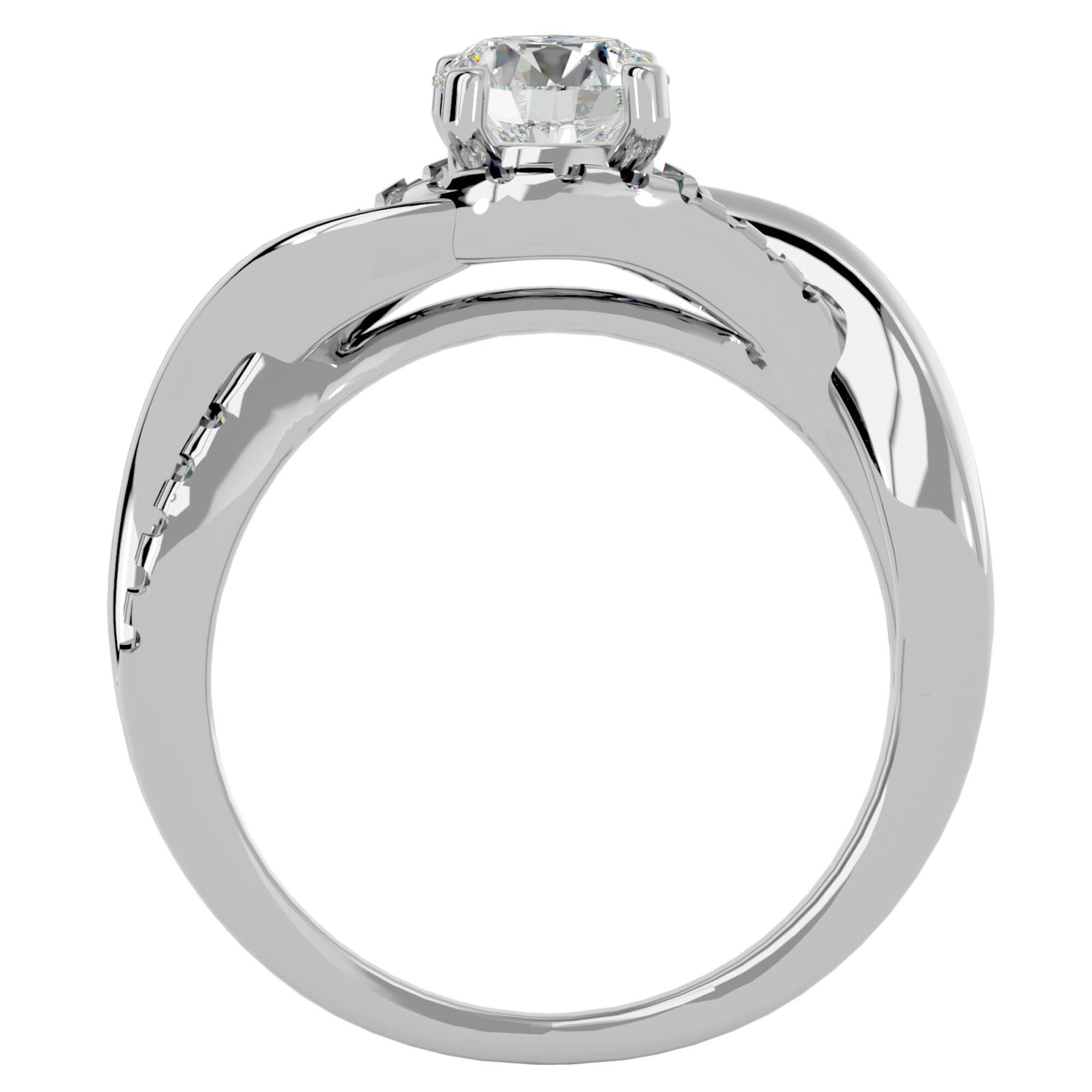Inel de Logodnă din Aur 14k cu Diamante Naturale Împletit Etern Pavé de 1.29 ct din 14k Aur Alb - Castelo.ro