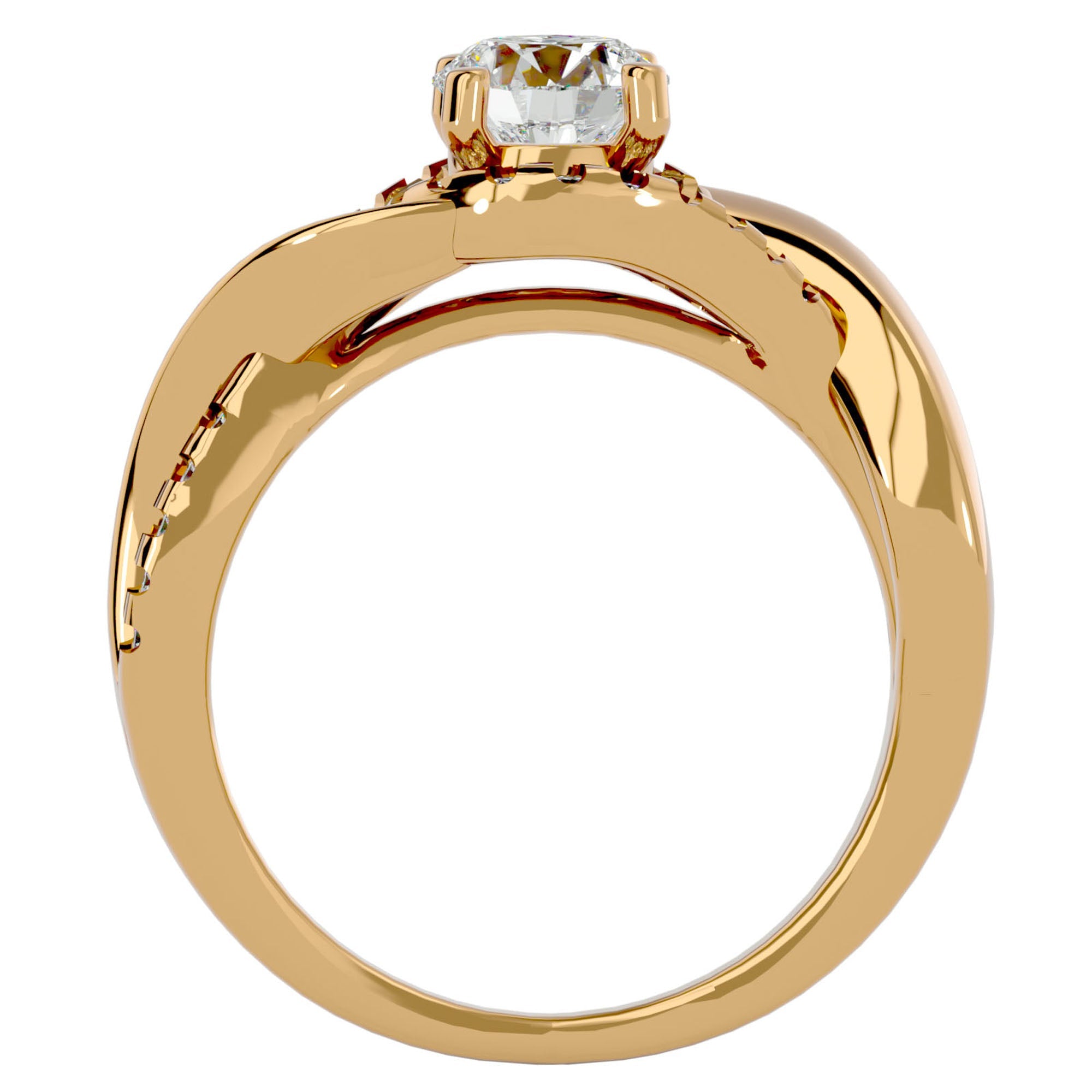 Inel de Logodnă din Aur 14k cu Diamante Naturale Împletit Etern Pavé de 1.29 ct din 14k Aur Galben - Castelo.ro