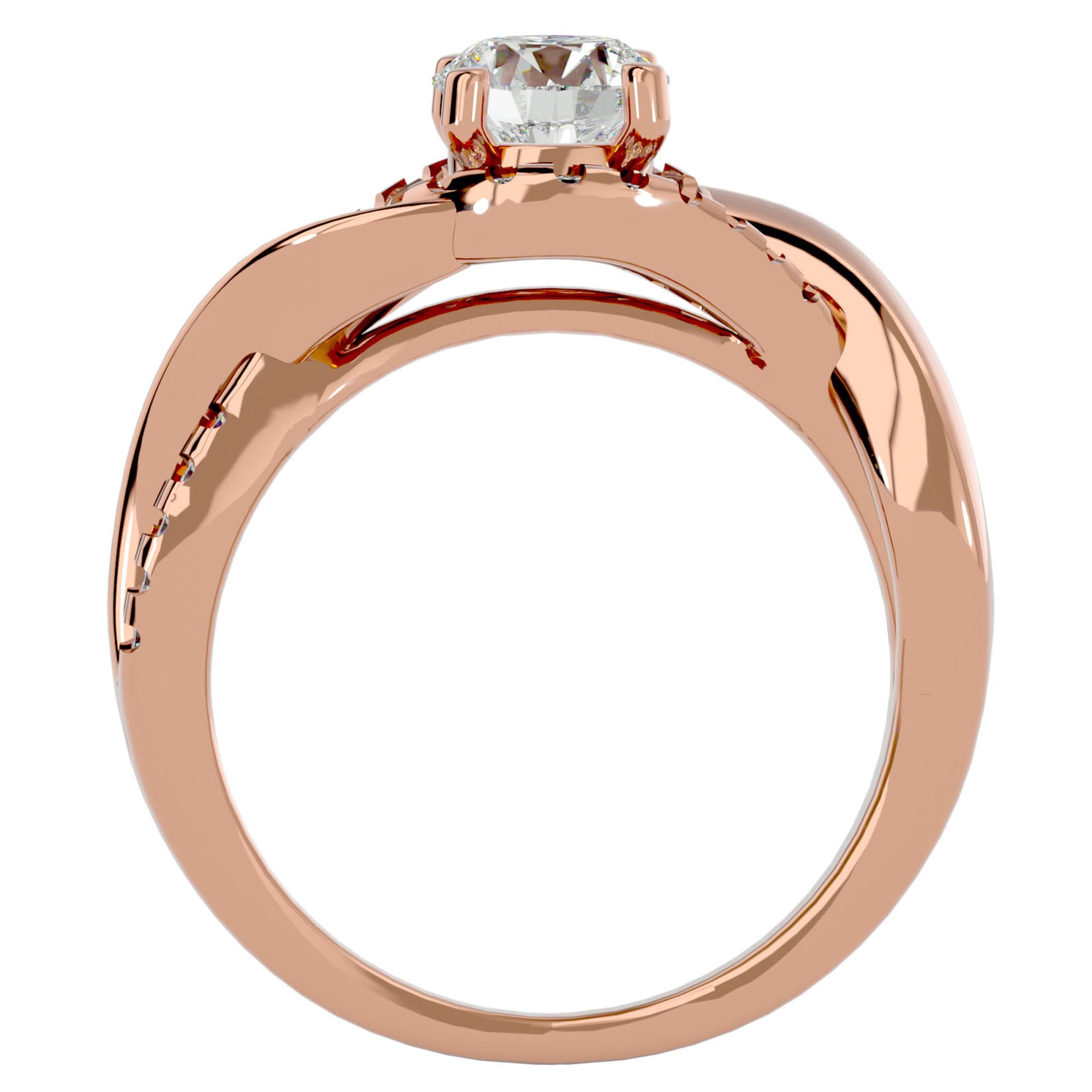 Inel de Logodnă din Aur 14k cu Diamante Naturale Împletit Etern Pavé de 1.29 ct din 14k Aur Roz - Castelo.ro