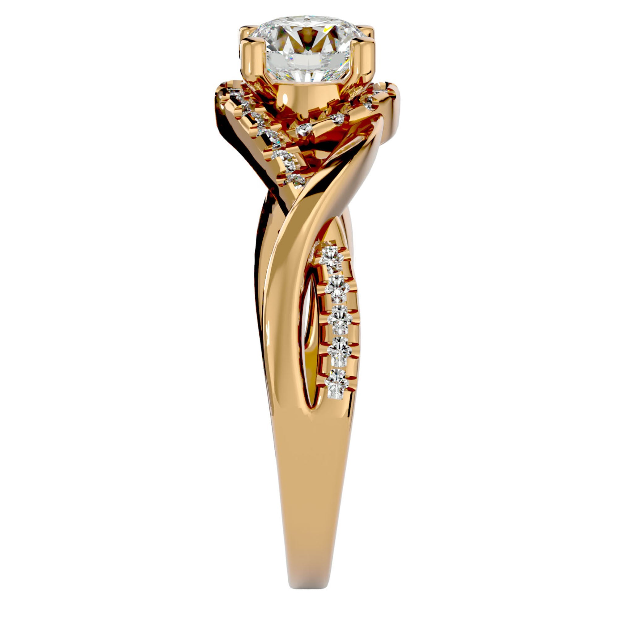 Inel de Logodnă din Aur 14k cu Diamante Naturale Împletit Etern Pavé de 1.29 ct din 14k Aur Galben - Castelo.ro