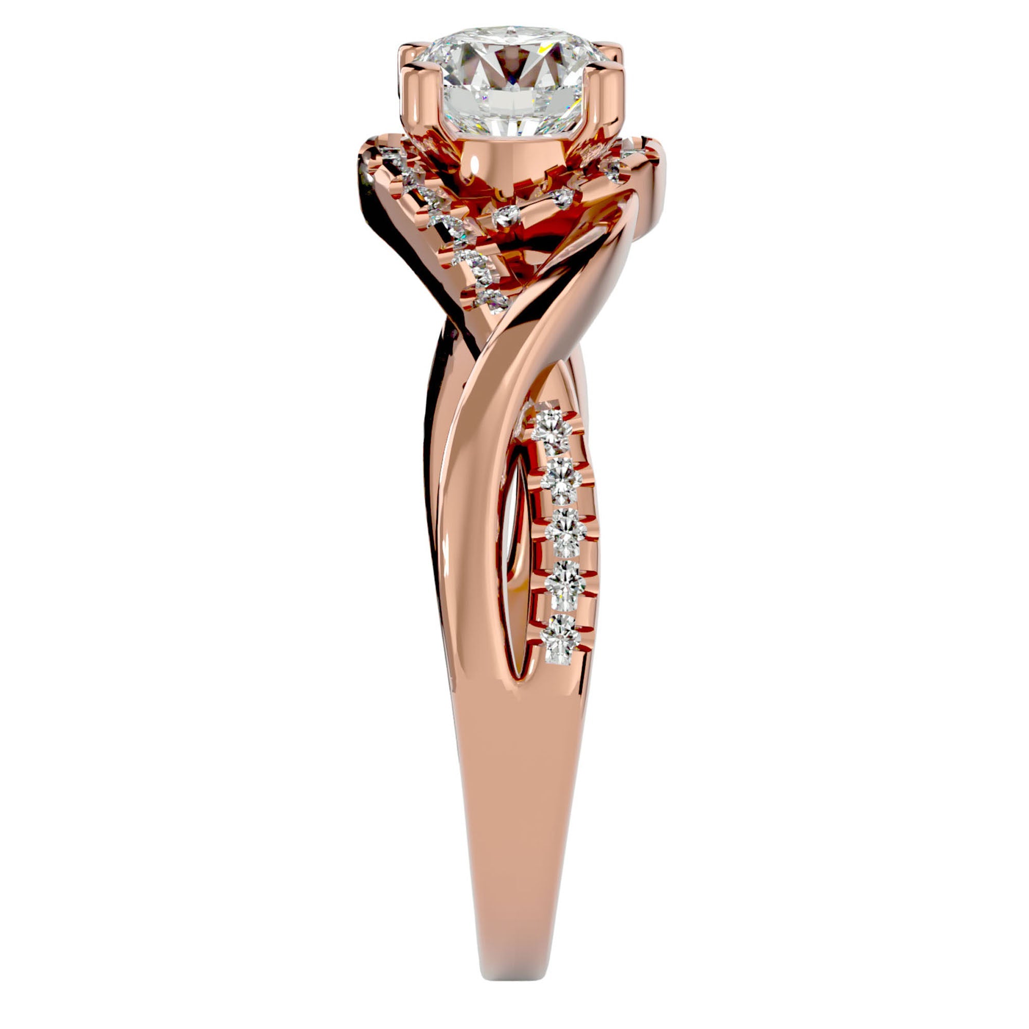Inel de Logodnă din Aur 14k cu Diamante Naturale Împletit Etern Pavé de 1.29 ct din 14k Aur Roz - Castelo.ro