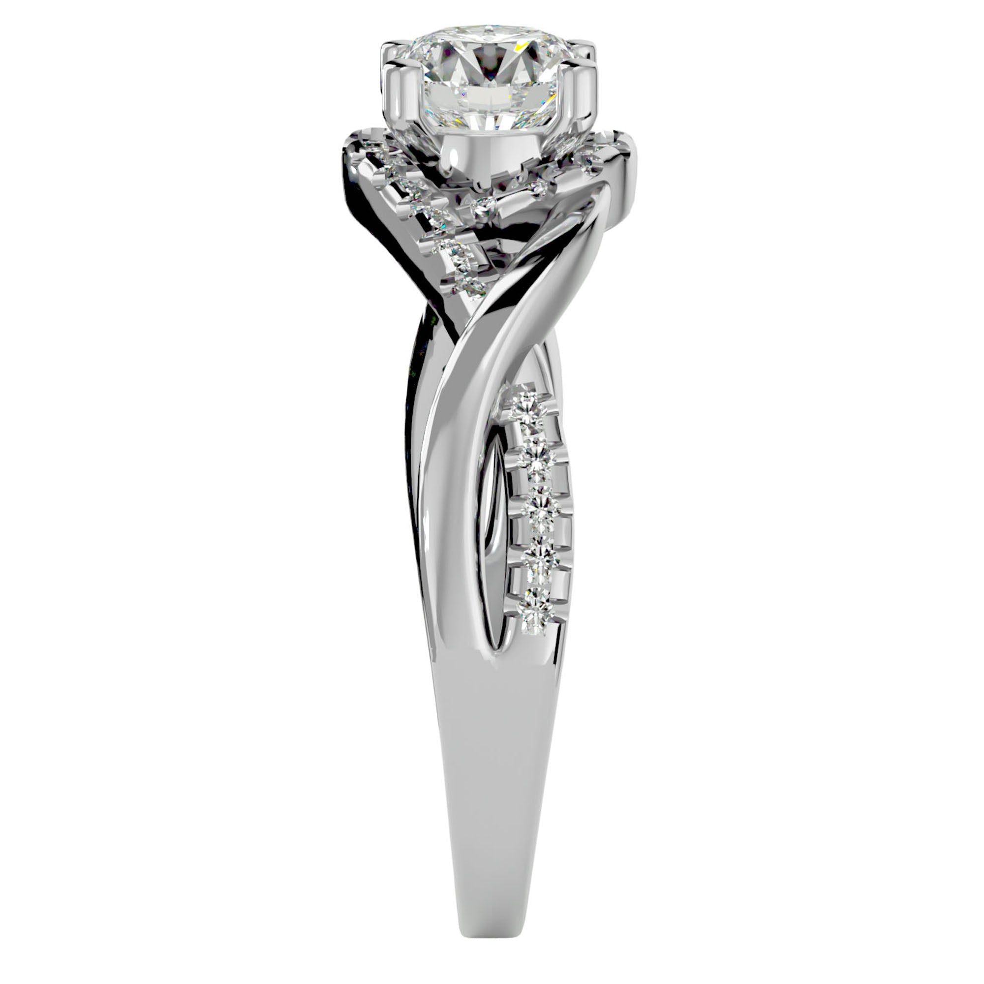 Inel de Logodnă din Aur 14k cu Diamante Naturale Împletit Etern Pavé de 1.29 ct din 14k Aur Alb - Castelo.ro