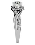 Inel de Logodnă din Aur 14k cu Moissanite Împletit Etern Pavé de 1.29 ct din 14k Aur Alb - Castelo.ro