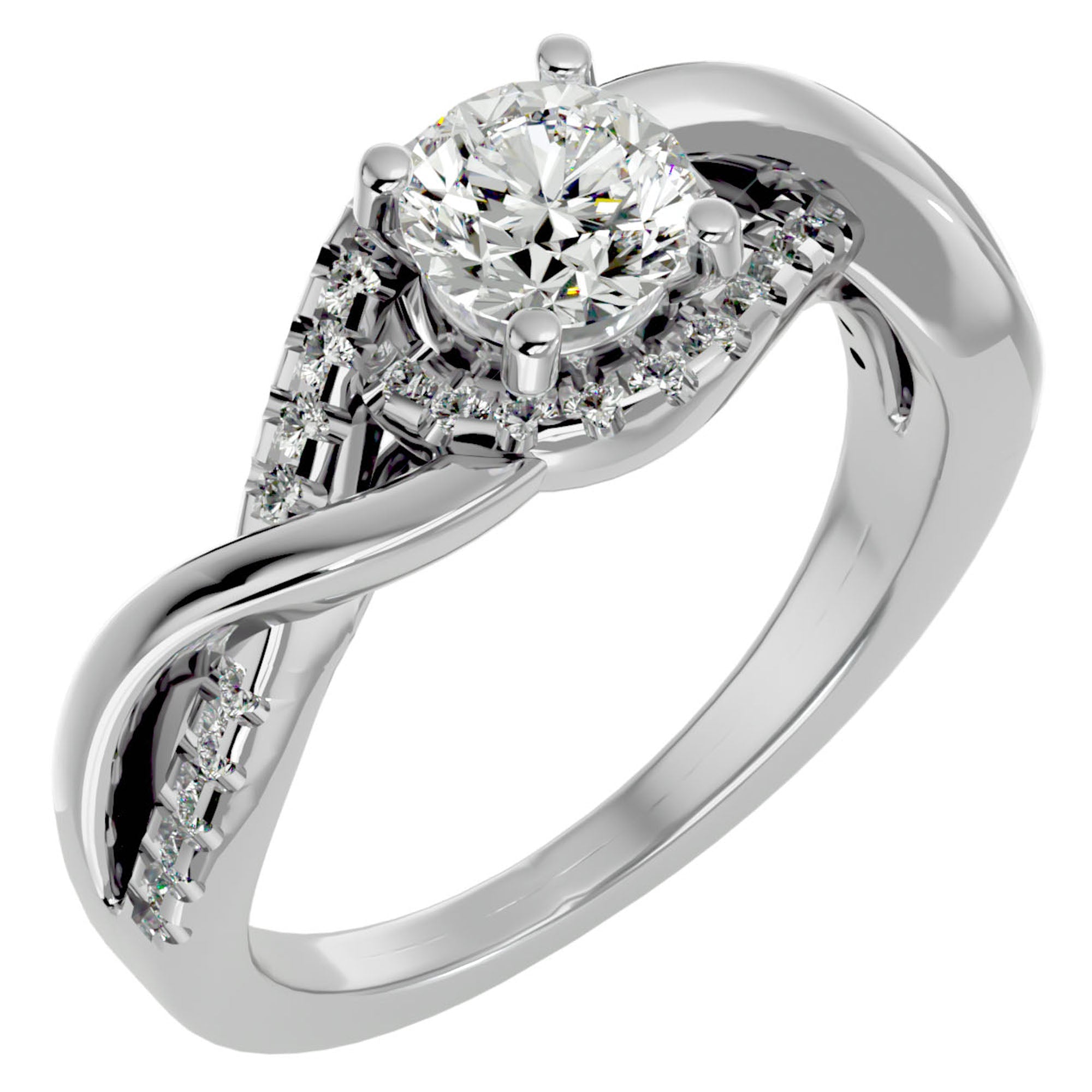 Inel de Logodnă din Aur 14k cu Diamante Naturale Împletit Etern Pavé de 1.29 ct din 14k Aur Alb - Castelo.ro