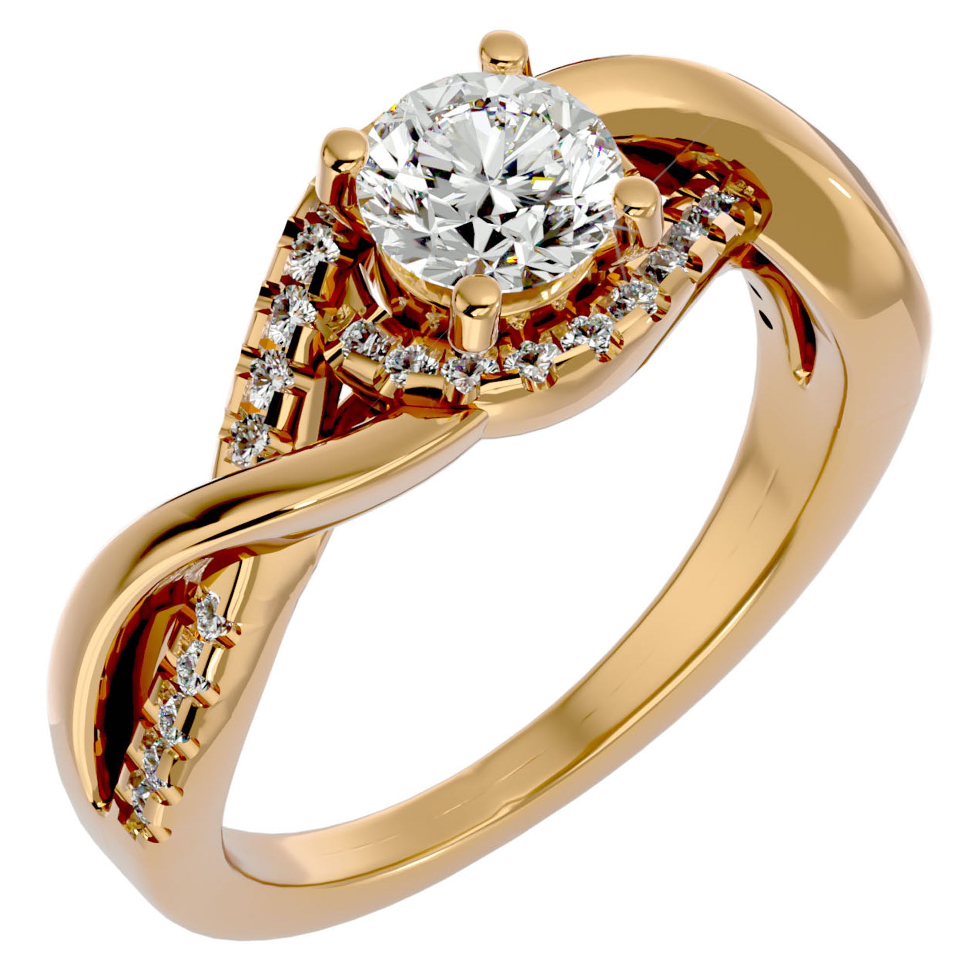 Inel de Logodnă din Aur 14k cu Diamante Naturale Împletit Etern Pavé de 1.29 ct din 14k Aur Galben - Castelo.ro