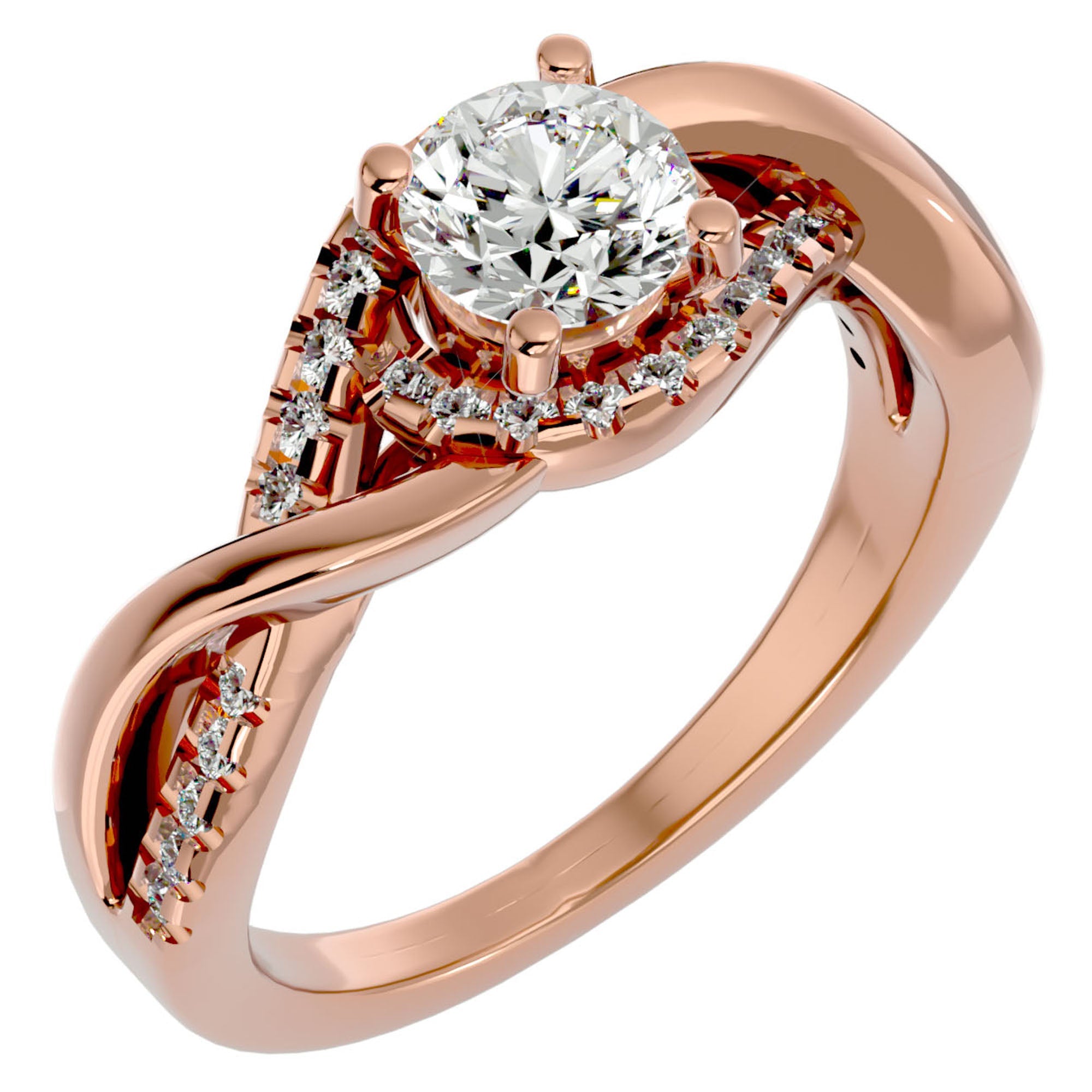 Inel de Logodnă din Aur 14k cu Diamante Naturale Împletit Etern Pavé de 1.29 ct din 14k Aur Roz - Castelo.ro