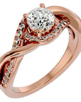 Inel de Logodnă din Aur 14k cu Diamante Create în Laborator Împletit Etern Pavé de 1.29 ct din 14k Aur Roz - Castelo.ro