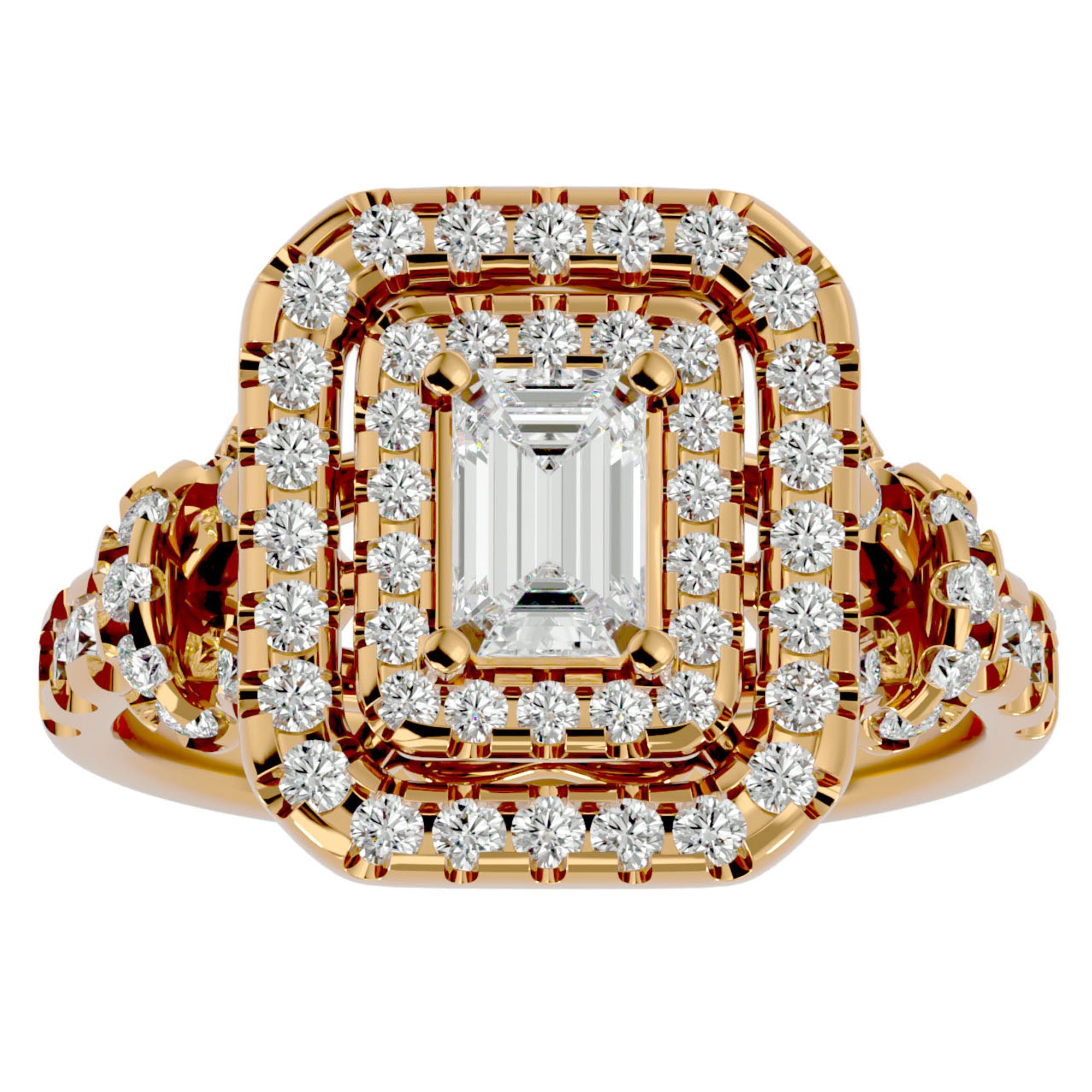 Inel de Logodnă din Aur 14k cu Moissanite Halo Grande Etern Pavé de 1.47 ct din 14k Aur Galben - Castelo.ro