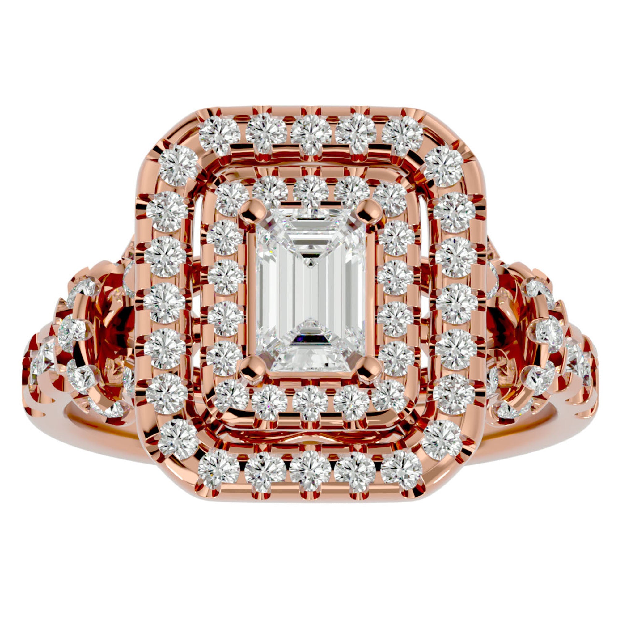 Inel de Logodnă din Aur 14k cu Diamante Naturale Halo Grande Etern Pavé de 1.47 ct din 14k Aur Roz - Castelo.ro