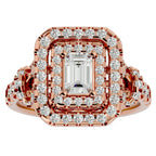 Inel de Logodnă din Aur 14k cu Diamante Create în Laborator Halo Grande Etern Pavé de 1.47 ct din 14k Aur Roz - Castelo.ro