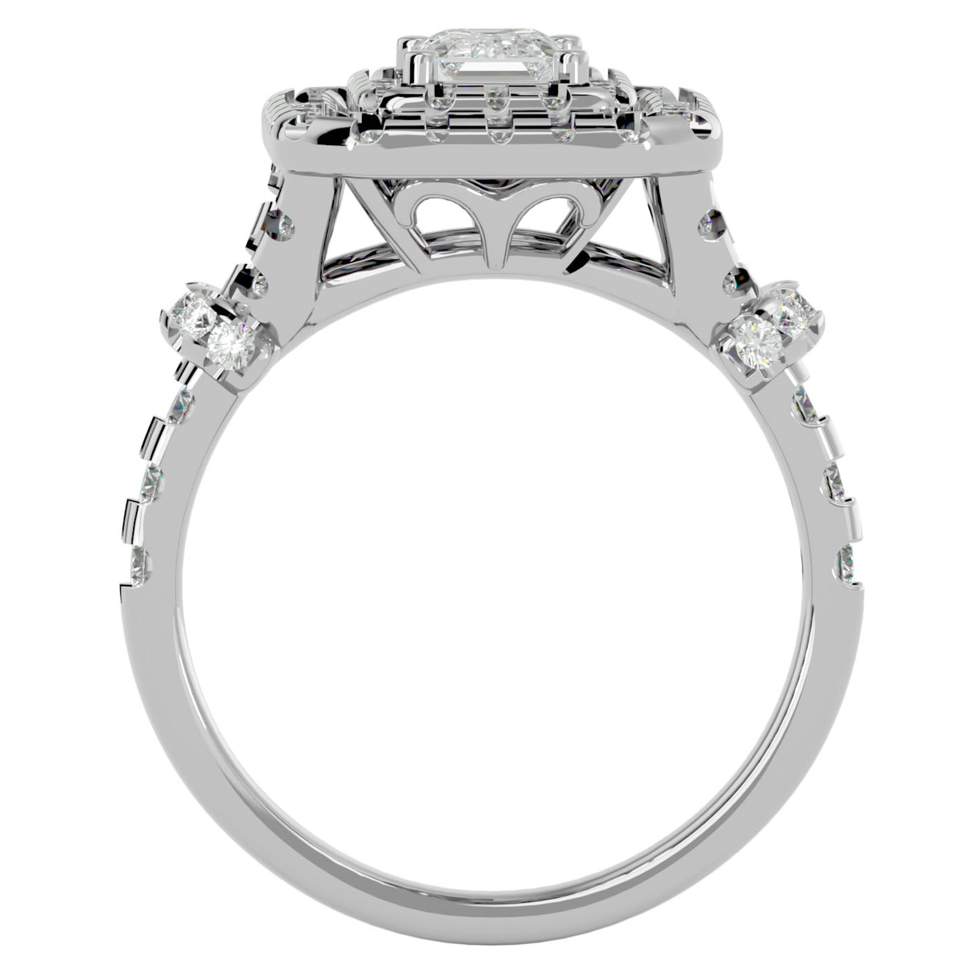 Inel de Logodnă din Aur 14k cu Diamante Naturale Halo Grande Etern Pavé de 1.47 ct din 14k Aur Alb - Castelo.ro