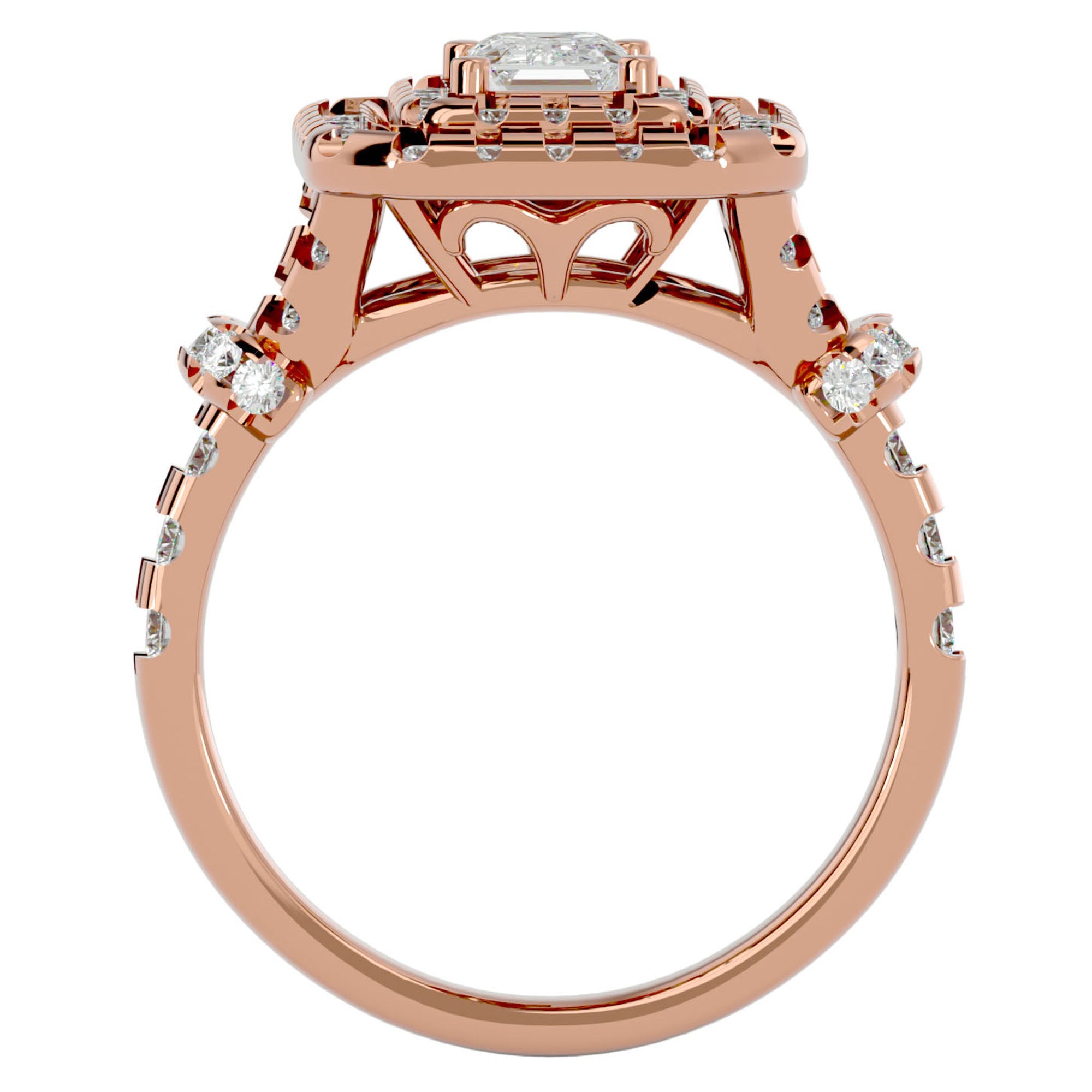 Inel de Logodnă din Aur 14k cu Diamante Naturale Halo Grande Etern Pavé de 1.47 ct din 14k Aur Roz - Castelo.ro
