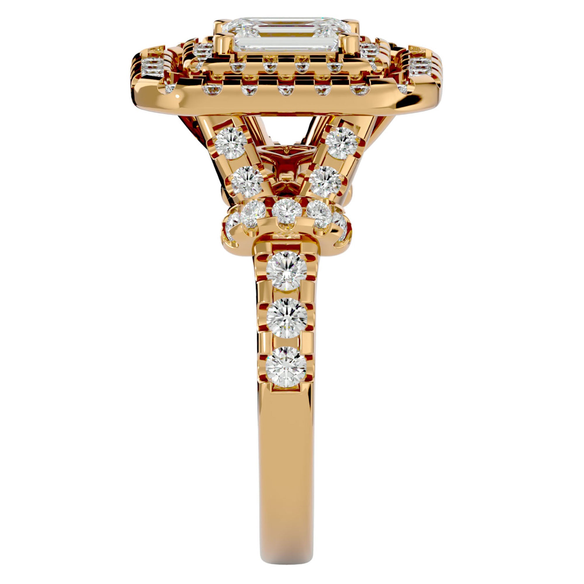 Inel de Logodnă din Aur 14k cu Diamante Naturale Halo Grande Etern Pavé de 1.47 ct din 14k Aur Galben - Castelo.ro