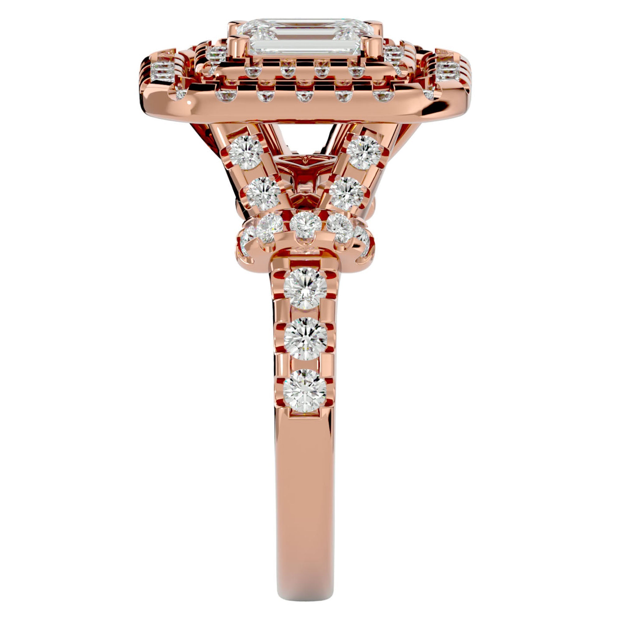 Inel de Logodnă din Aur 14k cu Diamante Naturale Halo Grande Etern Pavé de 1.47 ct din 14k Aur Roz - Castelo.ro