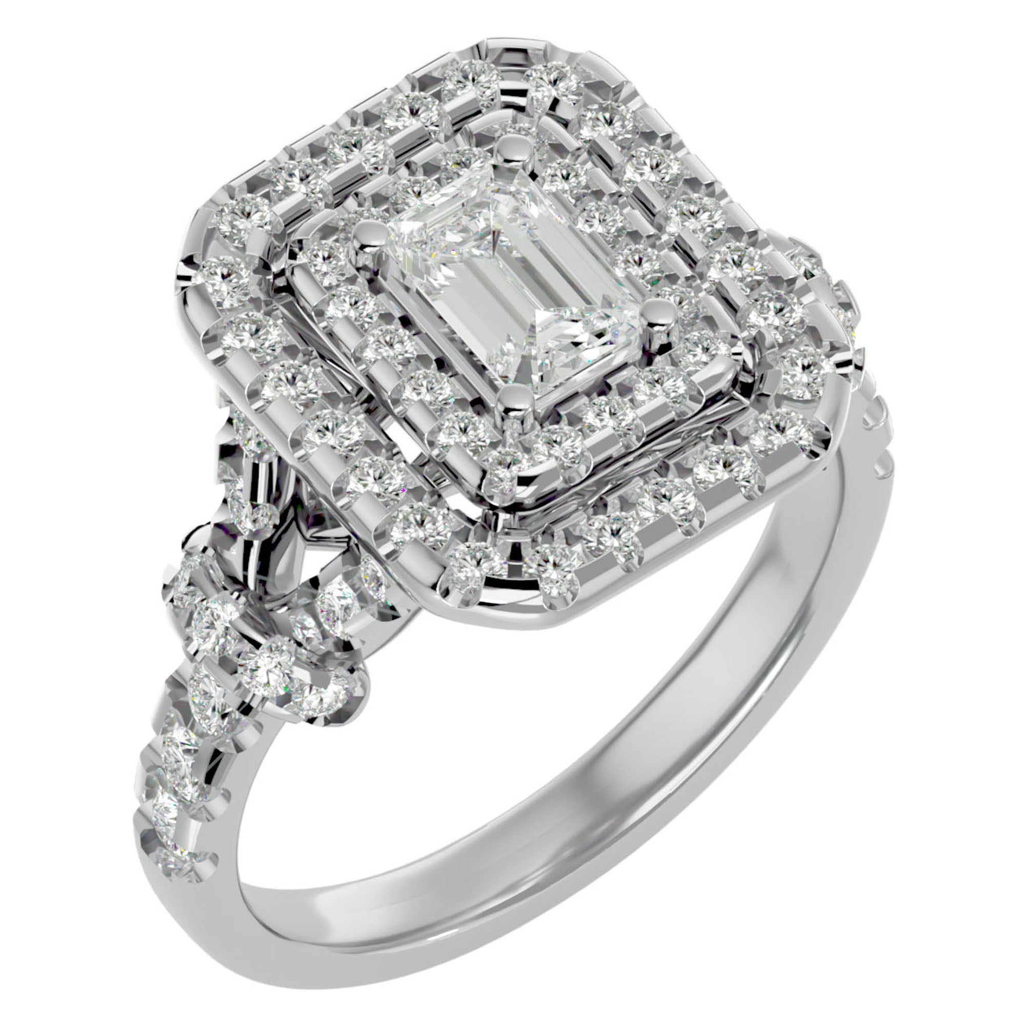 Inel de Logodnă din Aur 14k cu Diamante Naturale Halo Grande Etern Pavé de 1.47 ct din 14k Aur Alb - Castelo.ro