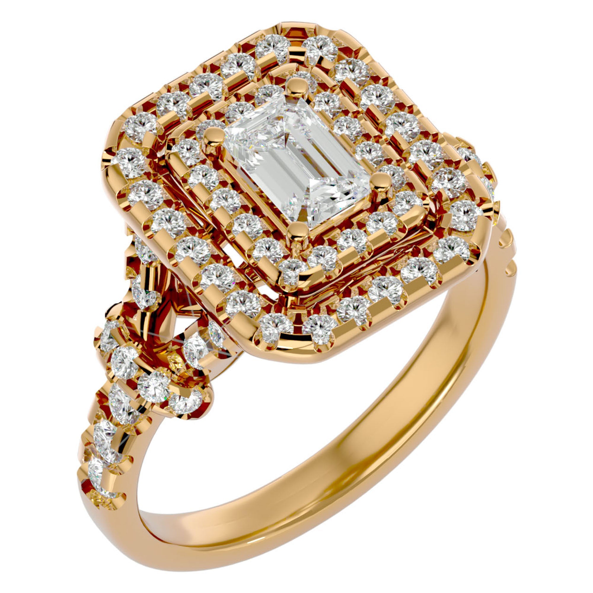 Inel de Logodnă din Aur 14k cu Diamante Naturale Halo Grande Etern Pavé de 1.47 ct din 14k Aur Galben - Castelo.ro