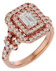 Inel de Logodnă din Aur 14k cu Moissanite Halo Grande Etern Pavé de 1.47 ct din 14k Aur Roz - Castelo.ro