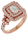 Inel de Logodnă cu Diamante Create în Laborator Halo Grande Etern Pavé de 1.47 ct din 18k Aur Roz - Castelo.ro