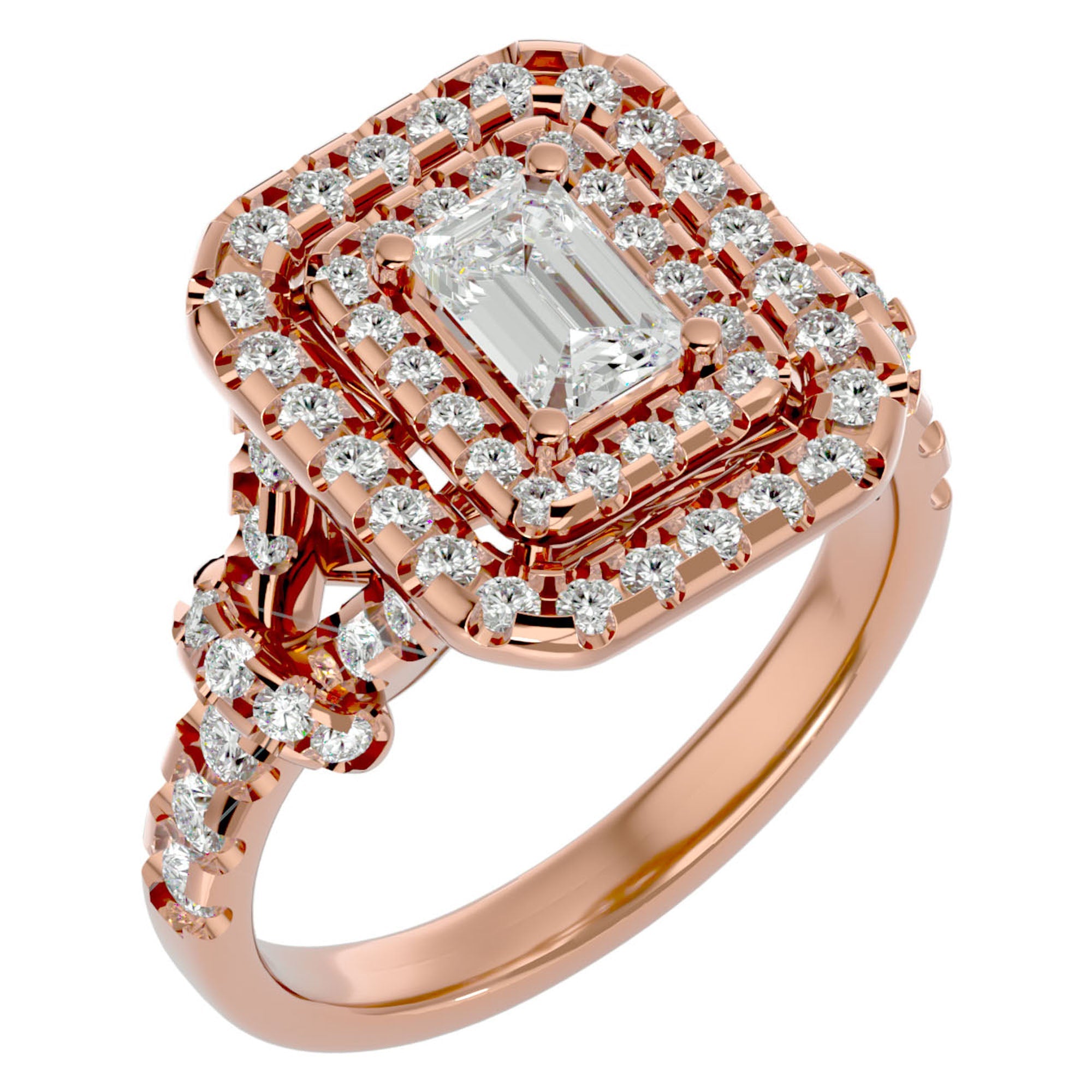 Inel de Logodnă din Aur 14k cu Diamante Naturale Halo Grande Etern Pavé de 1.47 ct din 14k Aur Roz - Castelo.ro