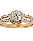 Inel De Logodnă Brume de Matin din Aur 14k cu Moissanite Pavé de 0.77 ct din 14k Aur Galben - Castelo.ro