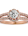 Inel De Logodnă Brume de Matin din Aur 14k cu Moissanite Pavé de 0.77 ct din 14k Aur Roz - Castelo.ro