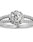 Inel De Logodnă Brume de Matin din Aur 14k cu Diamante Create în Laborator Pavé de 0.77 ct din 14k Aur Alb - Castelo.ro