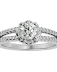 Inel de Logodnă cu Moissanite Halo Duo Etern Pavé de 0.77 ct din Platina - Castelo.ro