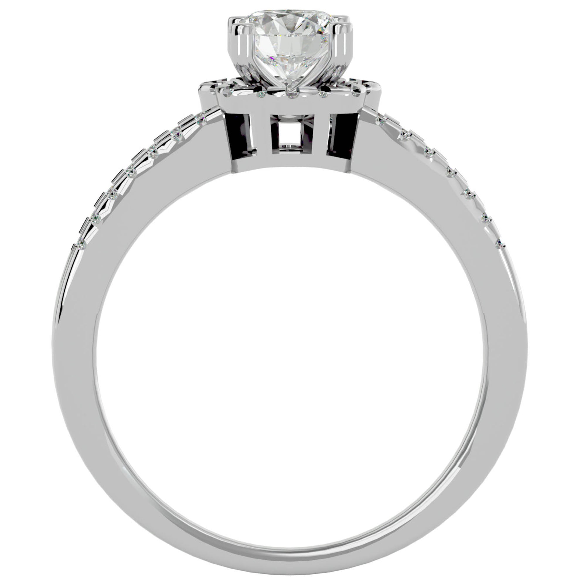 Inel De Logodnă Brume de Matin cu Moissanite Pavé de 0.77 ct din Platina - Castelo.ro