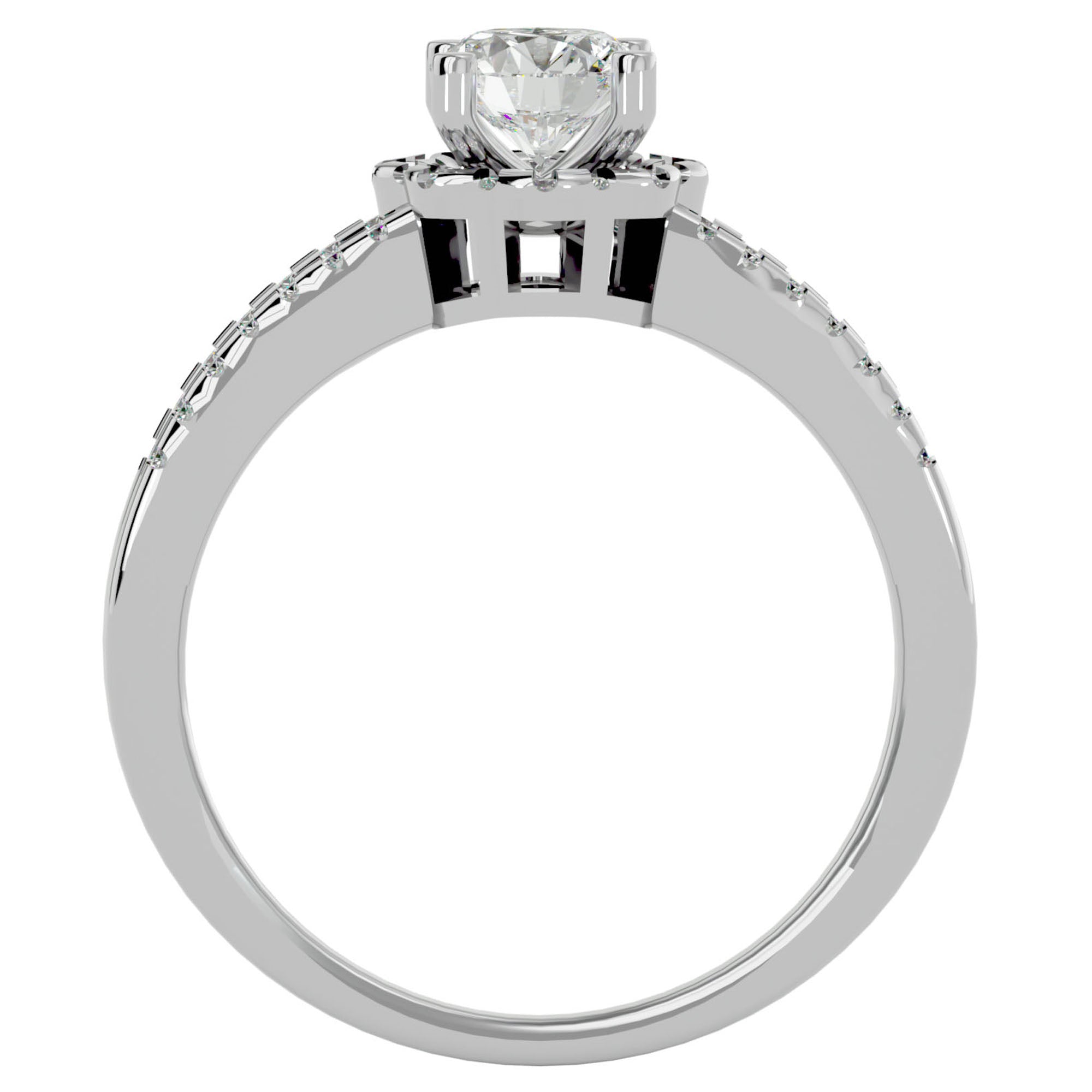 Inel de Logodnă cu Moissanite Halo Duo Etern Pavé de 0.77 ct din Platina - Castelo.ro