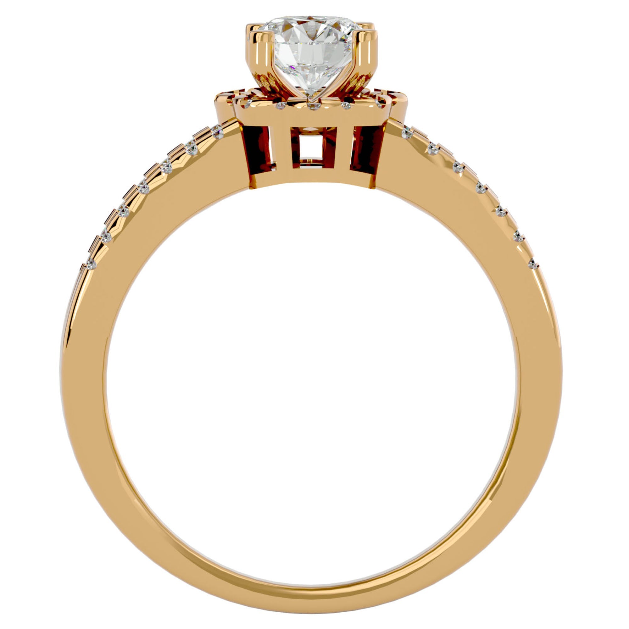 Inel de Logodnă cu Moissanite Halo Duo Etern Pavé de 0.77 ct din 18k Aur Galben - Castelo.ro