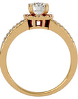 Inel de Logodnă cu Moissanite Halo Duo Etern Pavé de 0.77 ct din 18k Aur Galben - Castelo.ro