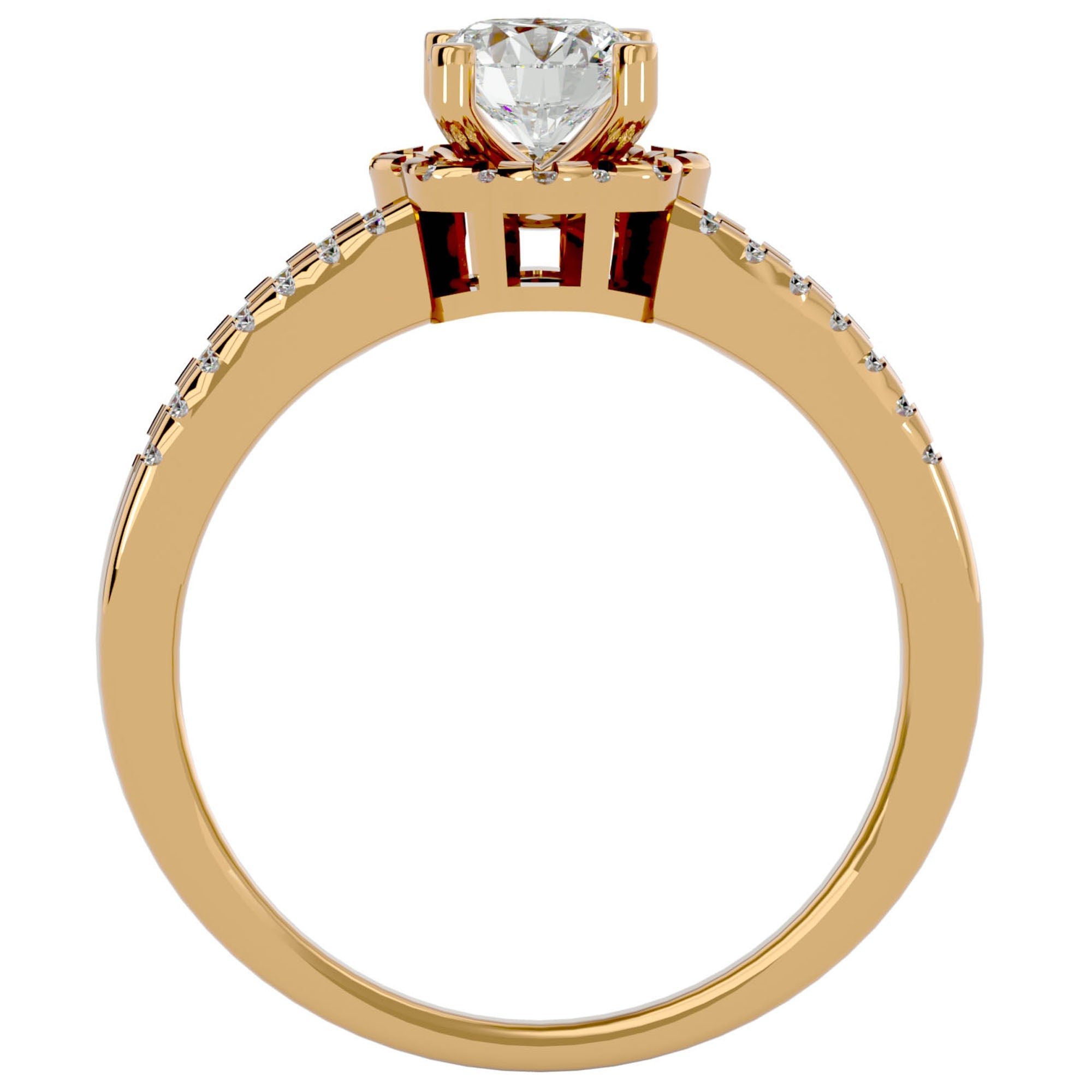 Inel De Logodnă Brume de Matin cu Moissanite Pavé de 0.77 ct din 18k Aur Galben - Castelo.ro