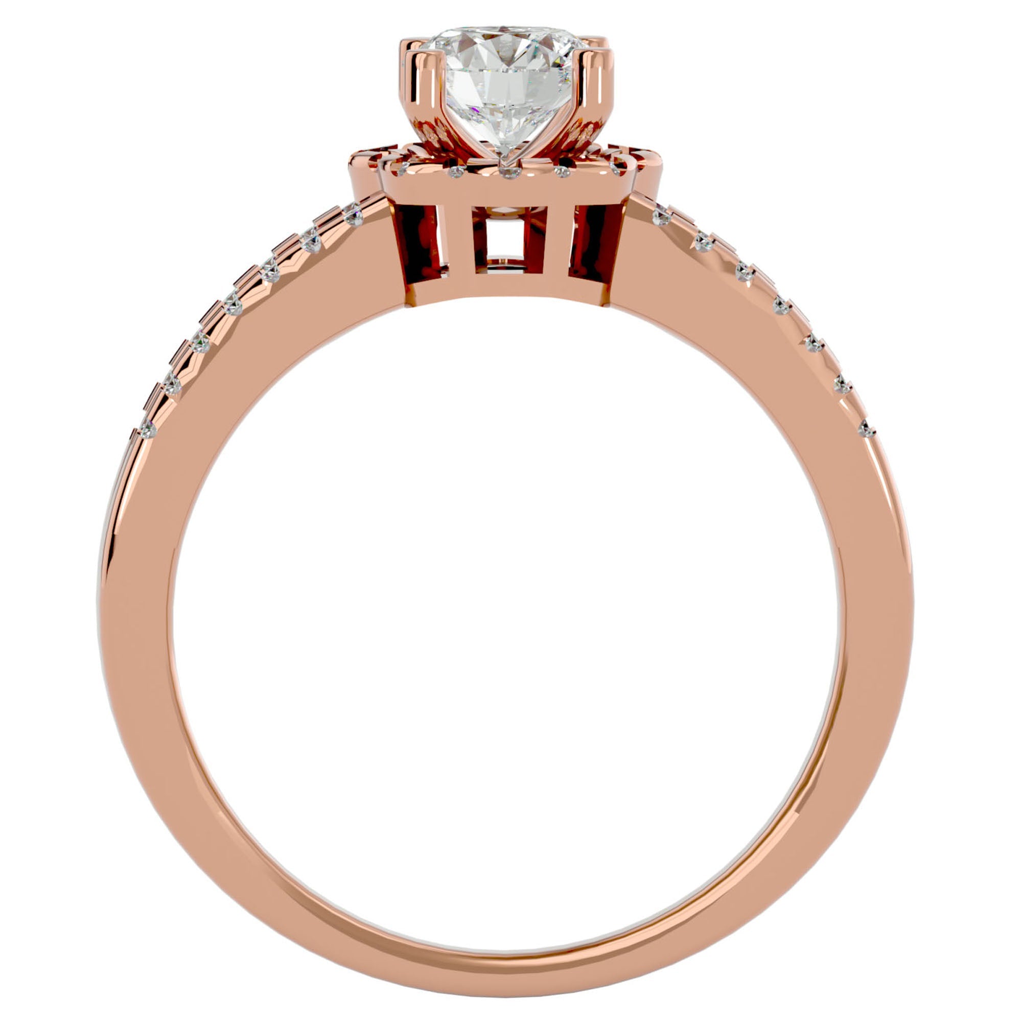Inel de Logodnă cu Moissanite Halo Duo Etern Pavé de 0.77 ct din 18k Aur Roz - Castelo.ro