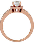 Inel de Logodnă cu Moissanite Halo Duo Etern Pavé de 0.77 ct din 18k Aur Roz - Castelo.ro