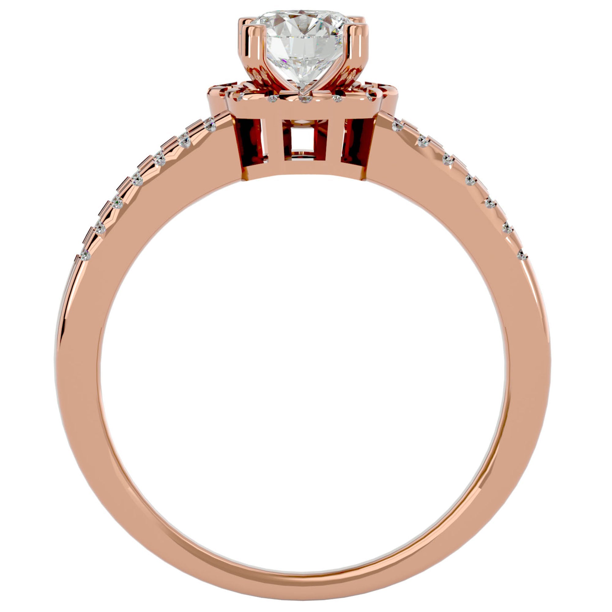 Inel De Logodnă Brume de Matin cu Diamante Naturale Pavé de 0.77 ct din 18k Aur Roz - Castelo.ro