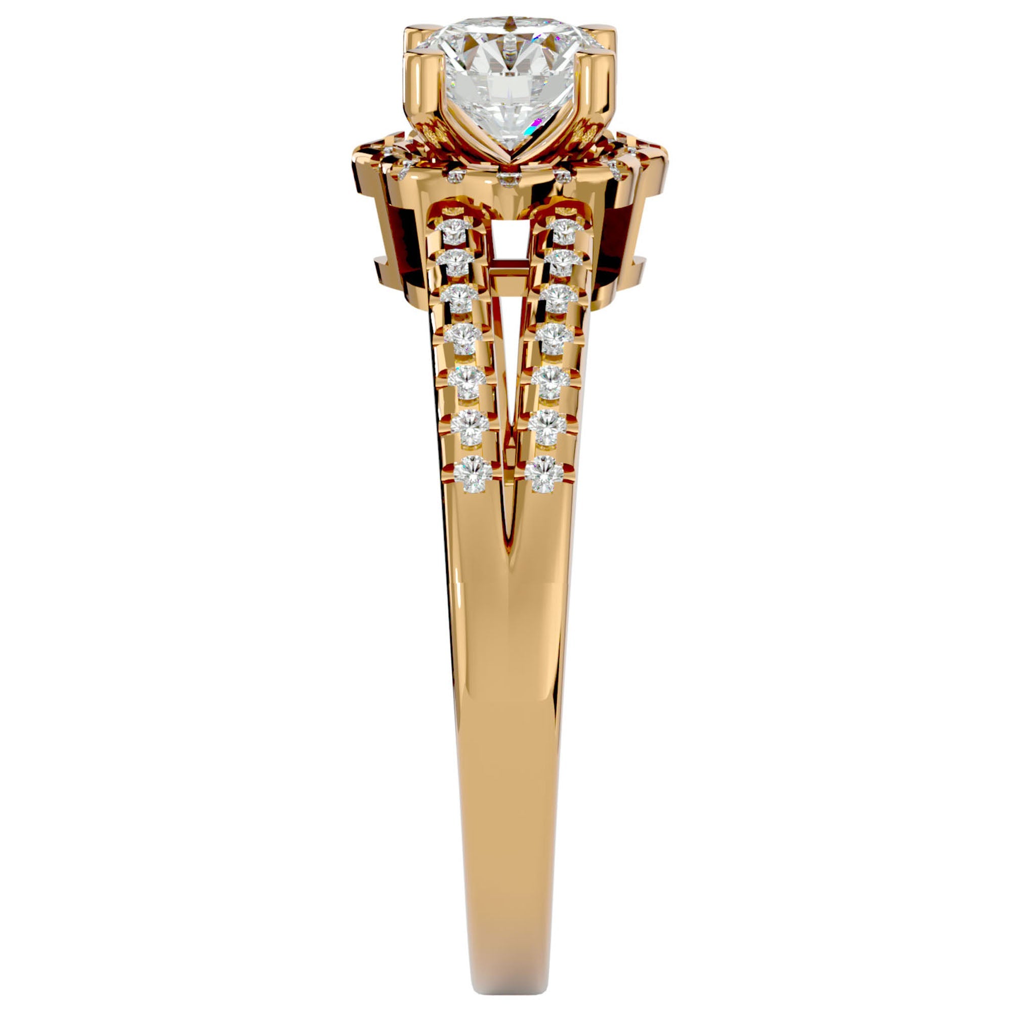 Inel De Logodnă Brume de Matin cu Diamante Naturale Pavé de 0.77 ct din 18k Aur Galben - Castelo.ro