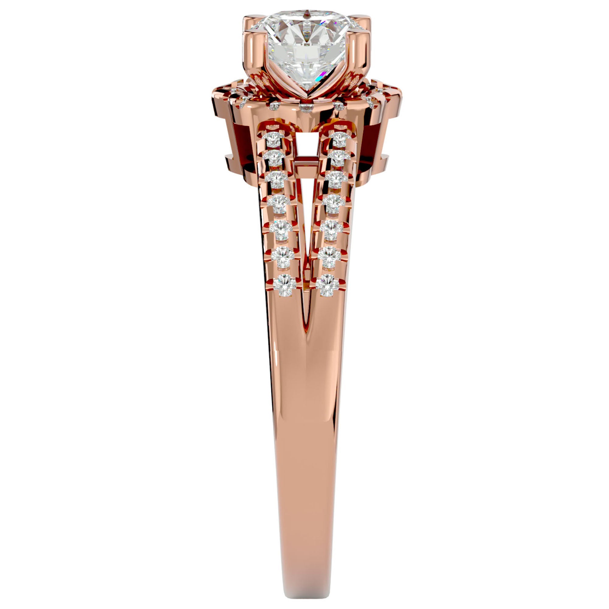 Inel De Logodnă Brume de Matin din Aur 14k cu Diamante Create în Laborator Pavé de 0.77 ct din 14k Aur Roz - Castelo.ro