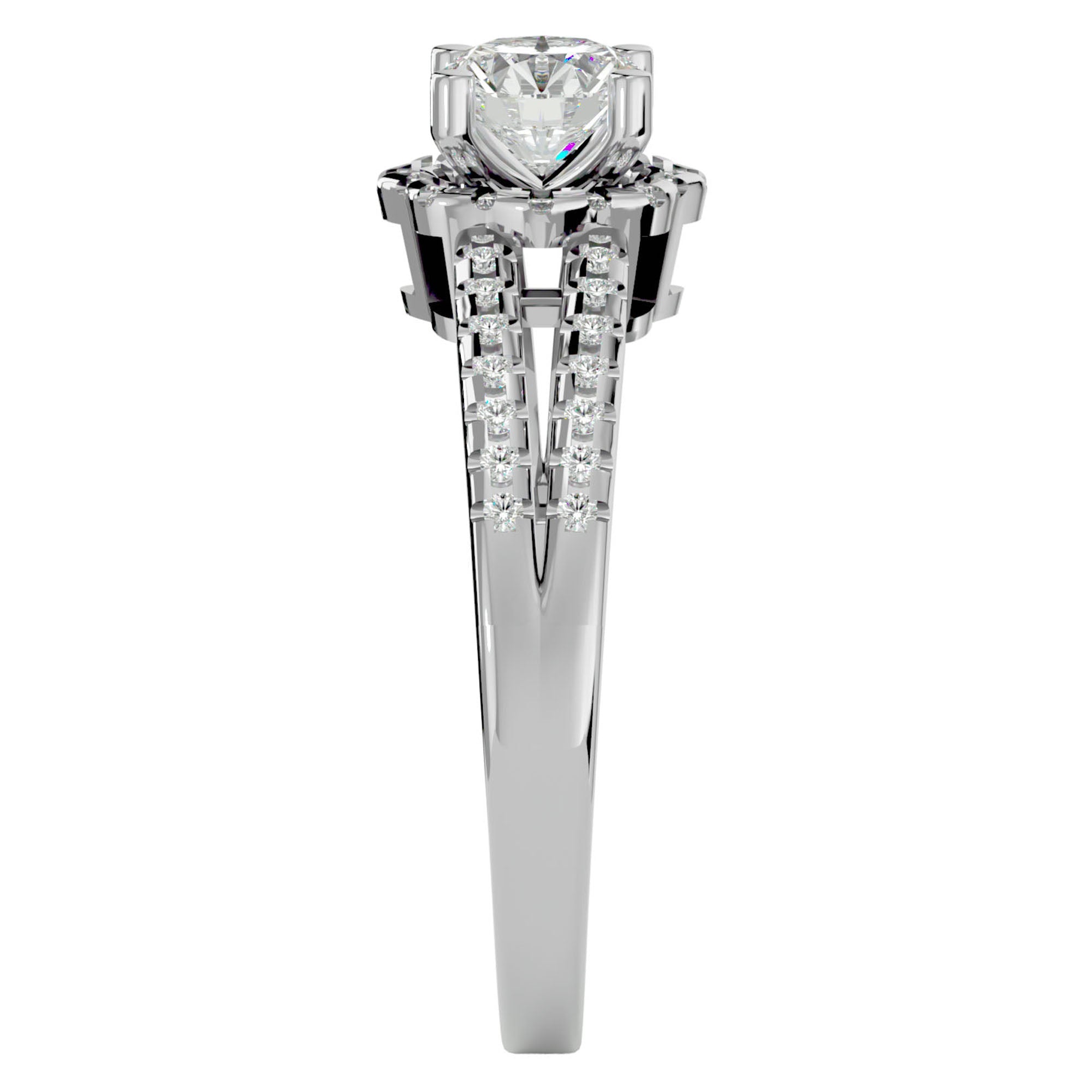 Inel de Logodnă cu Moissanite Halo Duo Etern Pavé de 0.77 ct din Platina - Castelo.ro