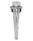 Inel de Logodnă cu Moissanite Halo Duo Etern Pavé de 0.77 ct din Platina - Castelo.ro