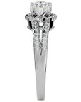 Inel De Logodnă Brume de Matin din Aur 14k cu Moissanite Pavé de 0.77 ct din 14k Aur Alb - Castelo.ro